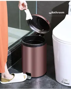 <span class=keywords><strong>Cubo</strong></span> <span class=keywords><strong>de</strong></span> <span class=keywords><strong>Basura</strong></span> <span class=keywords><strong>de</strong></span> Acero Inoxidable para Uso Doméstico, <span class=keywords><strong>con</strong></span> Tapa <span class=keywords><strong>de</strong></span> Alta Gama, Accionamiento por <span class=keywords><strong>Pedal</strong></span>, Abatible, Silencioso y <span class=keywords><strong>de</strong></span> Cierre Lento, para Cocina, Sala <span class=keywords><strong>de</strong></span> Estar, Baño, Hotel - Product Image 5