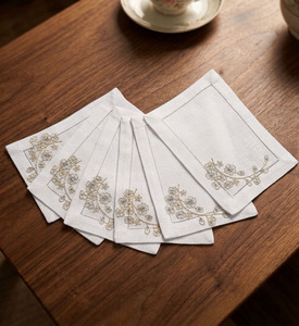 Servilleta de Tela Blanca Hecha a Mano en Vietnam, de Poliéster y Algodón, con Borde Cosido, para Bodas y Fiestas - Product Image 2