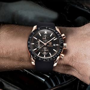 Montre de luxe pour homme, quartz, affaires, 2024, BENYAR 5140, 44 mm, verre, aiguille, chronographe, multifonctionnelle, sport, mode, bracelet en silicone - Product Image 3