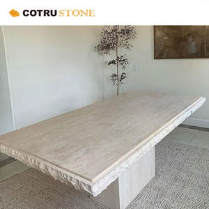 Mesas de Travertino Romano Natural Pulido de Diseño Moderno para Uso en Hoteles, Capacidad para 8-9 Personas, Precio de Fábrica Cotrustone Furniture - Product Image 2