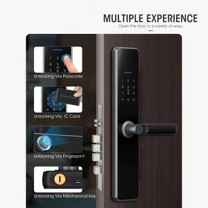 מנעול דלת חכם: טביעת אצבע מוליכת למחצה, אפליקציה, כרטיס/סיסמה לפתיחת נעילה מרחוק, נעילה אוטומטית, גוף עם אזעקה נגד גניבה (לבית/מסחרי) - Product Image 5