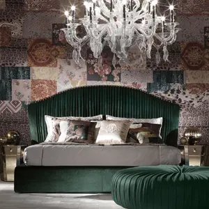 Cama de casal italiana moderna, cama de casal italiana moderna com estofados, cama king size, cama de luxo