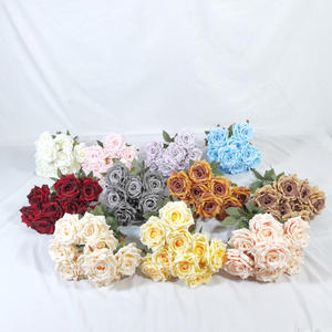 <span class=keywords><strong>Amazon</strong></span> Offre Spéciale Bouquet de roses en soie à 9 têtes Roses artificielles en diamant Lilas Arrangements de mariage blancs - Product Image 1