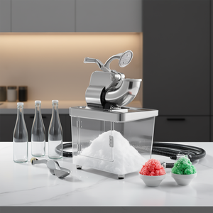 Machine à glace pilée en acier inoxydable 440 LBS/H, double lame, 300W, broyeur à glace électrique commercial, commande manuelle - Product Image 2