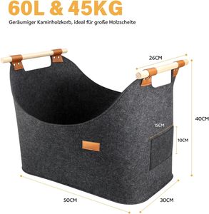 Germany vendita calda durevole Non tessuto da viaggio borsa da trasporto personalizzata pieghevole <span class=keywords><strong>in</strong></span> feltro legna da ardere cestini con manici <span class=keywords><strong>in</strong></span> <span class=keywords><strong>legno</strong></span> - Product Image 2