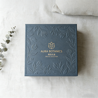 Boîte rigide personnalisable avec logo, couvercle et base embossés à motifs botaniques, conteneur haut de gamme avec dorure à chaud pour la présentation de produits de soin de la peau
