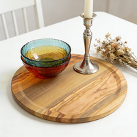 Plateau de service rond en bois d'olivier naturel pour la décoration de la maison, les amuse-gueules et les repas