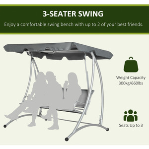 AJUNION Outdoor <strong>Swing</strong> Chair <strong>Garden</strong> Hammock <strong>Bench</strong> Patio Porch <strong>Swings</strong> with Adjustable Canopy - Product Image 2