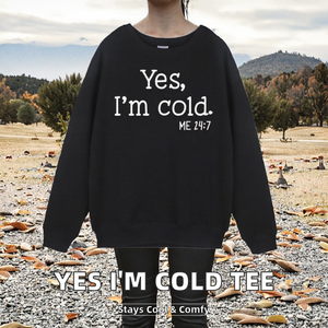 Pull-over en maille respirant à manches longues pour femme avec imprimé « I'm Cold Me 24 7 » – Collection Automne Hiver – Meilleures ventes - Product Image 2