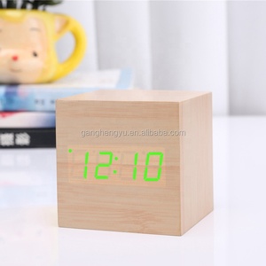 Đồng Hồ Kỹ Thuật Số Để Bàn Hình Khối Nhiều Màu Có Điều Khiển Âm Thanh Và Hiển Thị Nhiệt Kế Đồng Hồ Báo Thức <span class=keywords><strong>LED</strong></span> Bằng Gỗ - Product Image 5