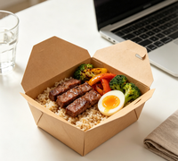 Boîte à emporter carrée en papier kraft pliable avec fermeture à clip pour la restauration, les aliments pour bébés, le sucre et les plats à emporter