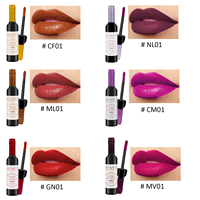 ALIVER Coffret de 6 rouges à lèvres liquides mats véganes, logo personnalisé, teinte à lèvres naturelle coréenne, imperméable, kit de gloss à lèvres magique en forme de bouteille de vin