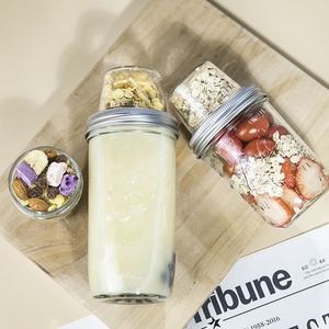 Contenants à céréales et flocons d'avoine de 16 oz et 4 oz avec couvercles, pots à chia double couche, coupelles à parfait, bocaux à salade en verre Mason pour le petit-déjeuner - Product Image 2