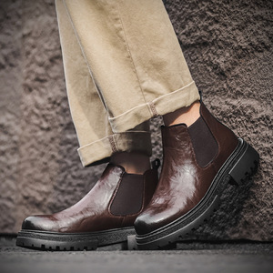 Nouvelles Bottines Rétro 2026 pour Hommes, Doublées Polaire, Chaudes, Style Chelsea Britannique, à Enfiler, Tendance et Mode - Product Image 2