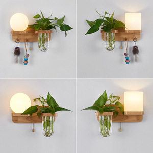 Lampes murales en <span class=keywords><strong>bois</strong></span> pour chambres à coucher, style simple, moderne et nordique, lampe chaude pour <span class=keywords><strong>escalier</strong></span>, balcon, hôtel, lampe pour plantes - Product Image 2