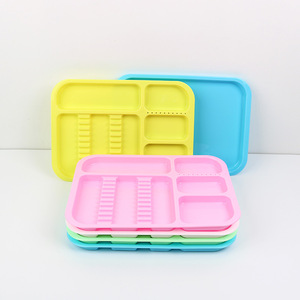 Plateau de rangement dentaire en acier avec grand plateau en plastique cinq couleurs, réutilisable, compartimenté par couleur, mini plateau compartimenté par couleur - Product Image 1