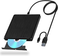Lecteur de CD/DVD externe USB 3.0 / Type-C, graveur de DVD USB avec câble de données étendu, graveur de CD portable pour ordinateur portable MacOS Windows Linux