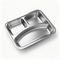 Vajilla Moderna de Alta Calidad, Platos Compartimentados para Comedor Escolar, Bandeja de Comida Rápida de Acero Inoxidable SUS 304
