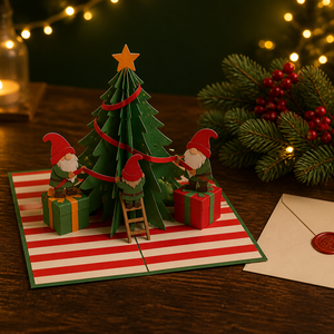 Carte de Noël pop-up 3D en papier, carte de vœux de fêtes, décoration saisonnière personnalisée - Product Image 2