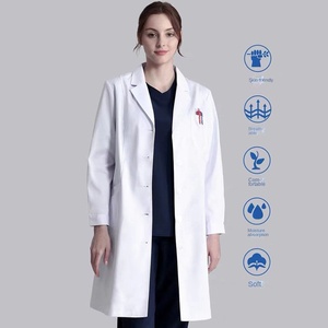 Blouse de laboratoire médicale blanche haut de gamme KONIKU, tissu polyester Dobby infroissable, unisexe, uniforme d'étudiant/médecin printemps/été - Product Image 3