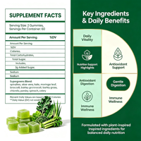 SYC BIO Gummies Super Greens Naturels Mélange de Légumes Verts Quotidien Favorise la Digestion 120 Comprimés Sac de 600g Fabrication Personnalisée