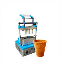Mini machine électrique neuve 220V pour la fabrication de coupes à glace, de biscuits et de gaufrettes comestibles, en acier au carbone, avec des tailles de 8oz/12oz/16oz
