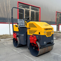 Rouleau compresseur vibrant à double tambour VIBROPAC SS-R1500 13HP avec moteur Honda/LONCIN/CHANGFA, pour le compactage de béton et le nivellement des routes