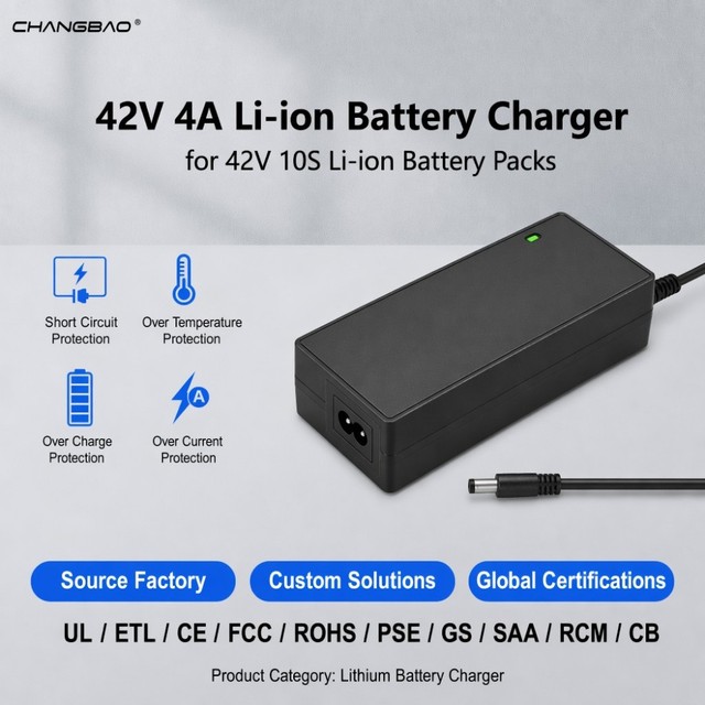 42V 4A Rechargeable Lithium Battery Charger CC CV Mode for Electric Scooter Bike Bicycle 10S 36V 42V Li-ion Battery Charger