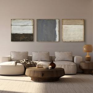 Art mural 3D encadré, peinture à l'huile minimaliste, toile peinte à la main pour la décoration de la maison ou du bureau de style bohème-minimaliste - Product Image 6