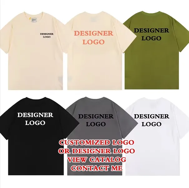 Beyazlar özel Logo bahar yeni erkek tasarımcı kısa kollu düz renk marka kazak moda borç T-shirt
