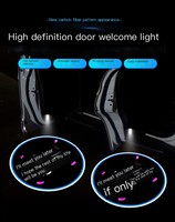 1 buah dengan Logo ABS serat karbon hitam HD nirkabel Sensor infra merah lampu selamat datang Aksesori lampu proyeksi pintu mobil pintar