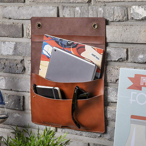 Bolsa de pared para cargar el teléfono, bolsa de almacenamiento para gafas de cuero PU sin necesidad de taladrar, bolsa de almacenamiento colgante - Product Image 1