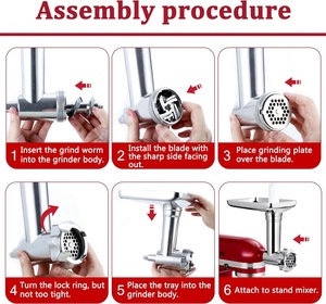 Ensemble complet d'accessoires pour hachoir à <span class=keywords><strong>viande</strong></span> en acier inoxydable pour batteurs sur socle, solution tout-en-un, SUS304/420, usine OEM - Product Image 4