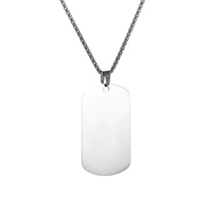 Collier pendentif en acier inoxydable lisse en forme de bouclier <span class=keywords><strong>pour</strong></span> accessoires de mode masculine, gravure laser de contenu photo - Product Image 6