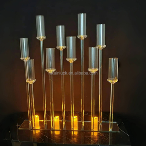 Bougeoir en verre personnalisé NIKA, chandelier en cristal clair de 120cm de haut pour la décoration d'événements de mariage - Product Image 2
