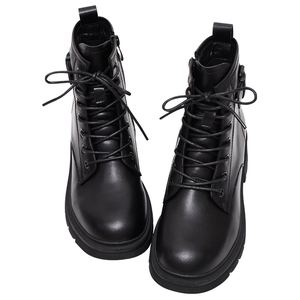 Botte en cuir à lacets avec semelle épaisse pour un usage quotidien - Product Image 1