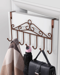 Multifunctional Clothes and Hat Rack Metal Over the Door <b>Hooks</b> With 7 <b>Hooks</b> No Punch Door Back <b>Hook</b> Wall Hanging Hanger - Product Image 3
