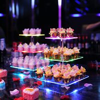 Tour à cupcakes européenne à 3 niveaux en acrylique avec éclairage rechargeable – Présentoir à desserts transparent pour mariages, anniversaires et occasions spéciales