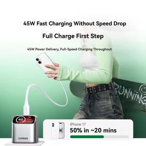 Cargador GaN <span class=keywords><strong>UGREEN</strong></span> X740 de <span class=keywords><strong>45W</strong></span>, Cargador Rápido USB C 3C de <span class=keywords><strong>45W</strong></span> °   Cargador de Pared Plegable con Pantalla TFT Inteligente en Ángulo, PD3.0, PPS - Product Image 6