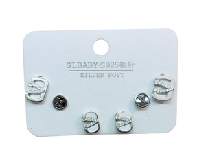 Orecchini a Perno Slbaby in Argento 925, Stile Francese con Cristalli Geometrici e Strass, Unisex per Uso Quotidiano - Product Image 1