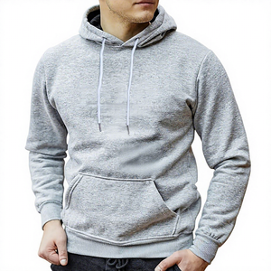 Sweat à capuche beige pour homme, coupe classique, décontracté, pour l'automne, en molleton tricoté, avec poches, couleur unie - Product Image 5
