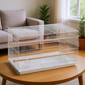 Jaula de Metal Blanca para Pájaros de 31x19x18 Pulgadas, Caja para Mascotas, Apta para Loros - Product Image 2