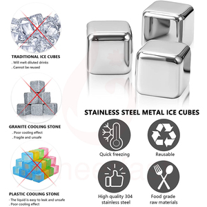 Juego de piedras de hielo <span class=keywords><strong>para</strong></span> whisky de acero inoxidable, Juego de vasos con caja de madera y cubos de hielo de acero inoxidable - Product Image 5