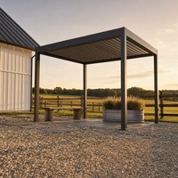 Pergola en aluminium pour patio, motorisée, à lames bioclimatiques réglables, imperméable, gazebo extérieur avec éclairage LED