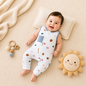 Combinaison bébé YKK à fermeture éclair bidirectionnelle avec poignets mitaines repliables en coton spandex doux – Prix abordable - Product Image 1