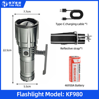 Lampe torche haute intensité, batterie au lithium grande capacité, autonomie extra-longue, lampe torche rechargeable pour le camping, entièrement en alliage d'aluminium