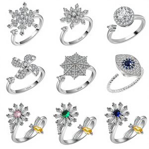 <span class=keywords><strong>Anello</strong></span> Rotante con Zirconi Opachi alla Moda, Apertura Regolabile, <span class=keywords><strong>Anello</strong></span> Anti-Ansia con Farfalla Rotante per Ragazze - Product Image 1