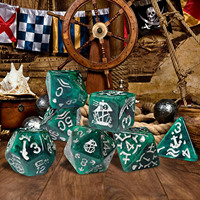 Lot de dés RPG polyédriques à prix de gros, 7 pièces, thème pirate, en résine, pour jeux de dés Dungeons & Dragons