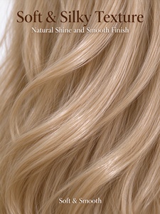 Peluca de cabello largo y ondulado de fibra rubia clara, suave y sedosa, con línea de cabello natural, para uso diario - Product Image 6