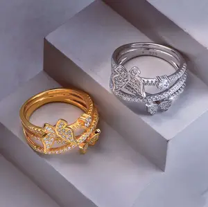 土耳其925银色蝴蝶时尚拼图戒指